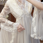 Retro Wedding Dress V-neck Pleated Tulle Wedding Dress  D3977