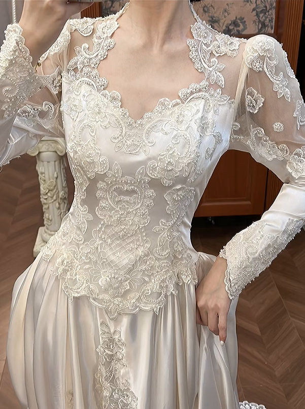 Vintage Wedding Dress Sweetheart Pleated Wedding Dress  D3978