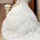 New Arrival Wedding Dress U-neck Pleated Tiered Wedding Dress  D3980