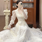 New Arrival Wedding Dress U-neck Pleated Tiered Wedding Dress  D3980