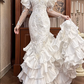 Retro Wedding Dress Sweetheart Pleated Tiered Mermaid Wedding Dress  D3981