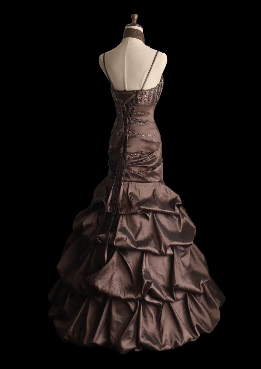 Elegant Prom Dress Spaghetti Straps Pleated Mermaid Evening Dress Gala Gown   D3982