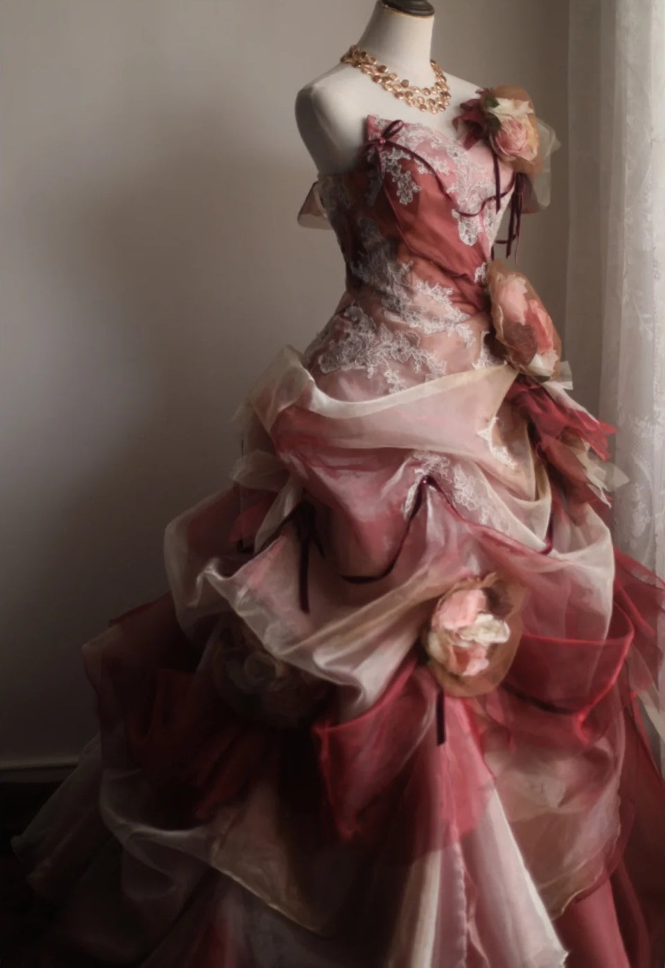 Pretty Prom Dress Strapless Pleated Flower Evening Dress Sweet 16 Dress Ball Gown    D3983