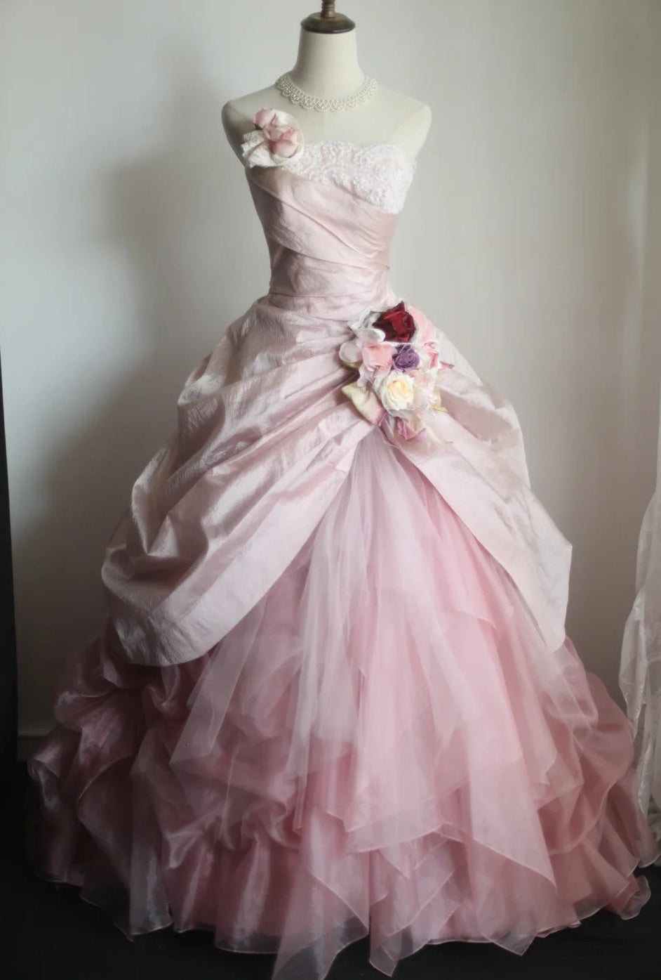 Sweet Prom Dress Light Pink Strapless Pleated Tulle Evening Dress Quinceanera Dress Ball Gown    D3984