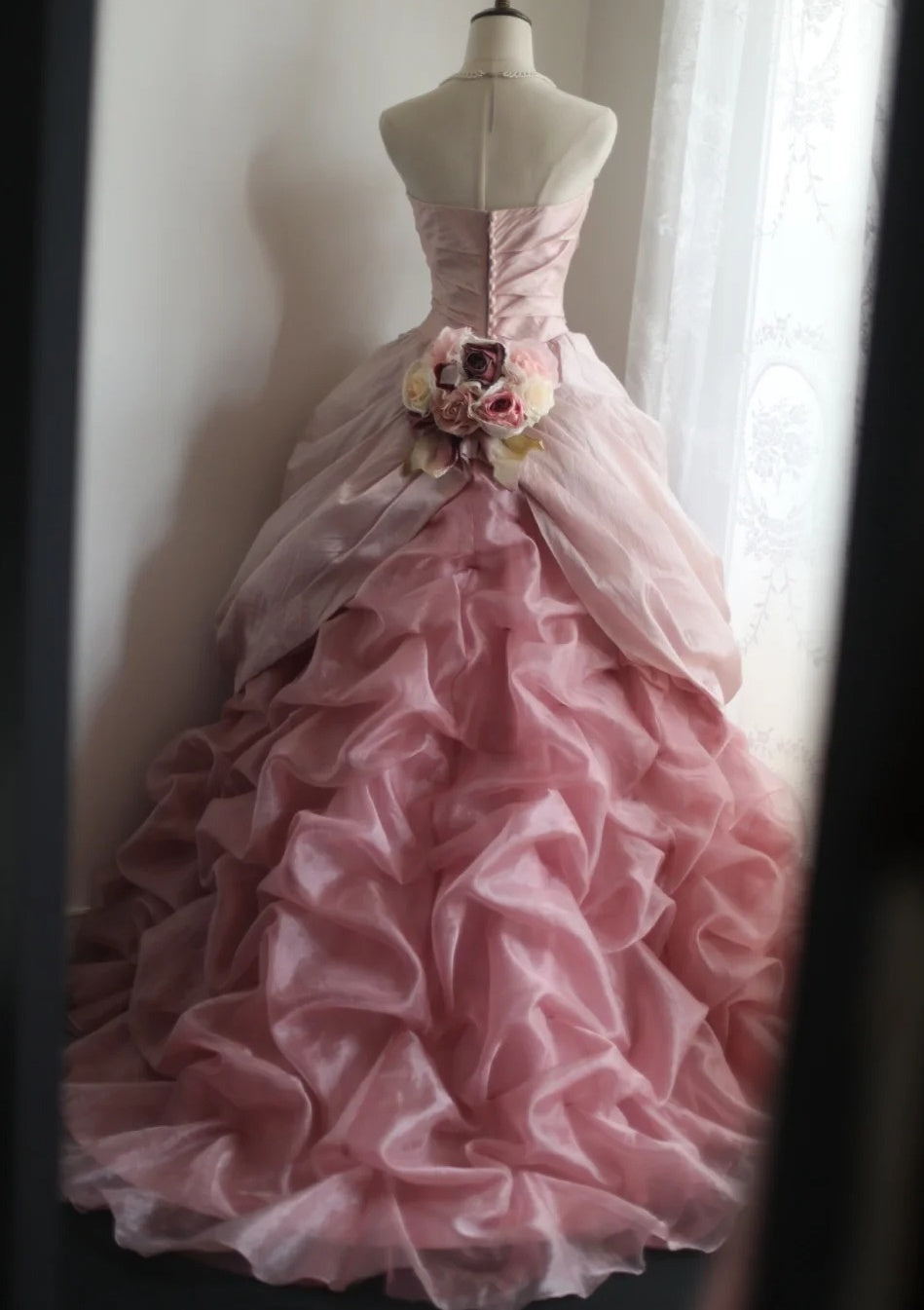 Sweet Prom Dress Light Pink Strapless Pleated Tulle Evening Dress Quinceanera Dress Ball Gown    D3984