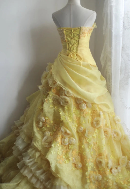 Newest Prom Dress Strapless Pleated Evening Dress Quinceanera Dress Ball Gown    D3985