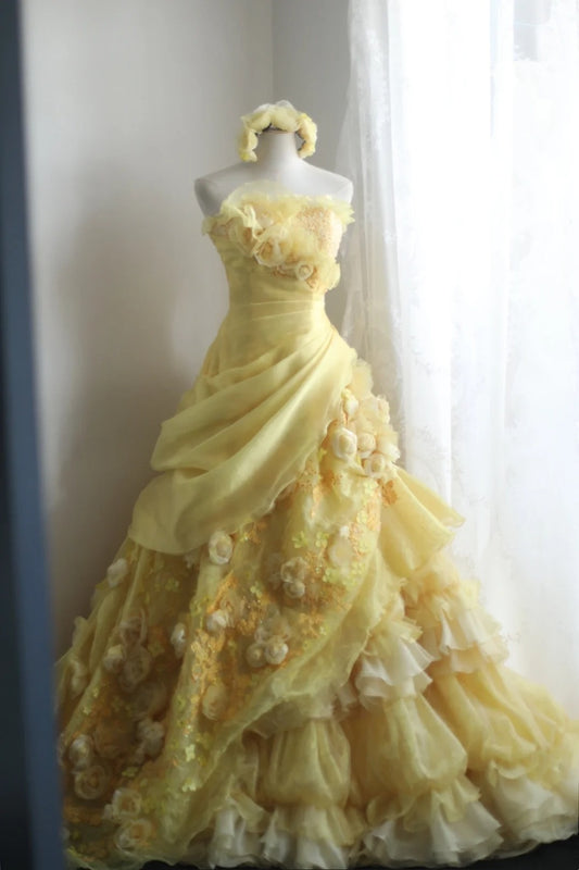 Newest Prom Dress Strapless Pleated Evening Dress Quinceanera Dress Ball Gown    D3985