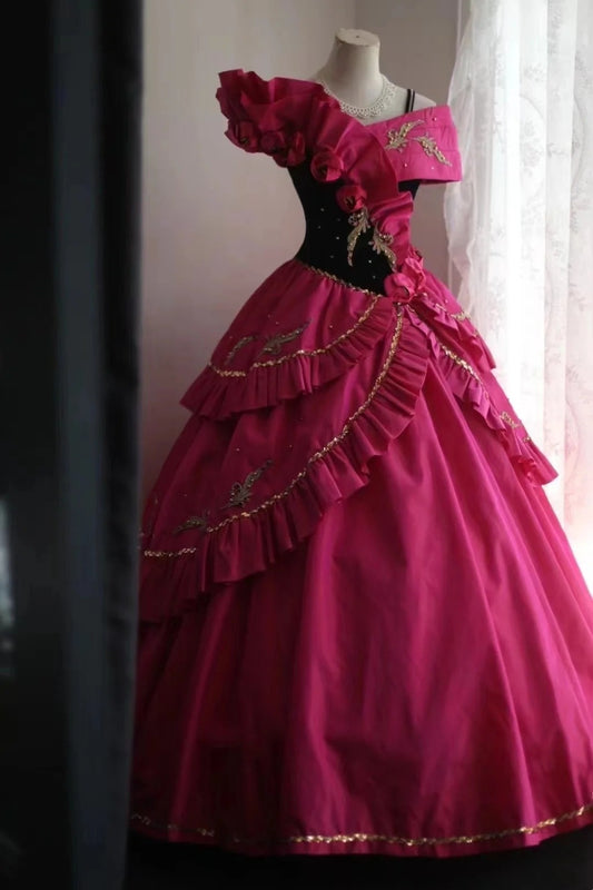 New Design Prom Dress Asymmetrical Neck Pleated Evening Dress Sweet 16 Dress Ball Gown    D3990