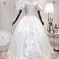 Vintage Wedding Dress V-neck Pleated Bowknot Wedding Dress  D3994
