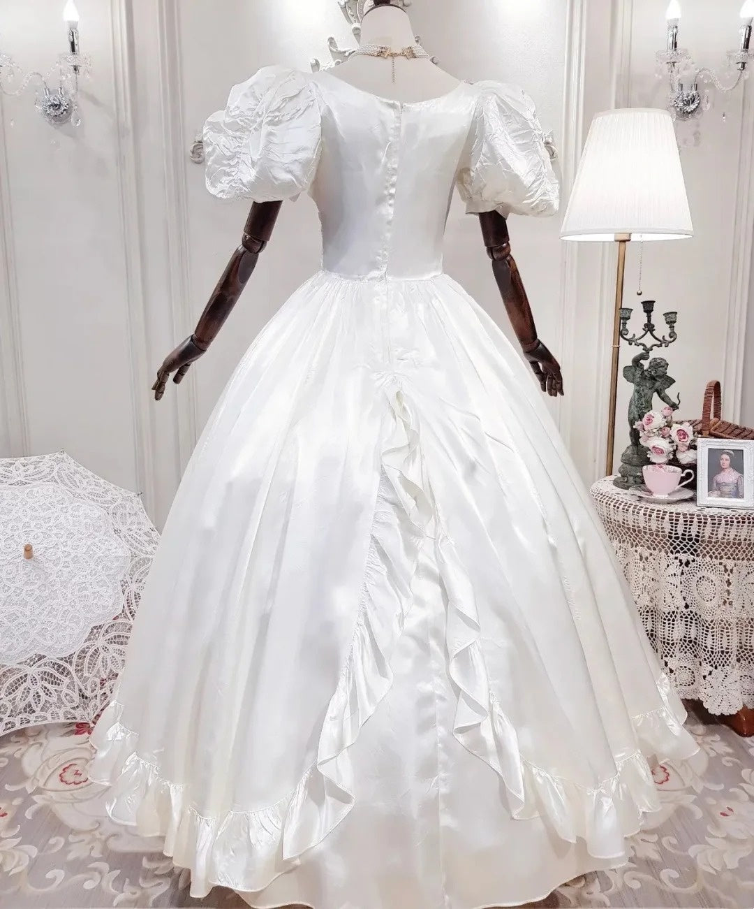 Vintage Wedding Dress V-neck Pleated Bowknot Wedding Dress  D3994