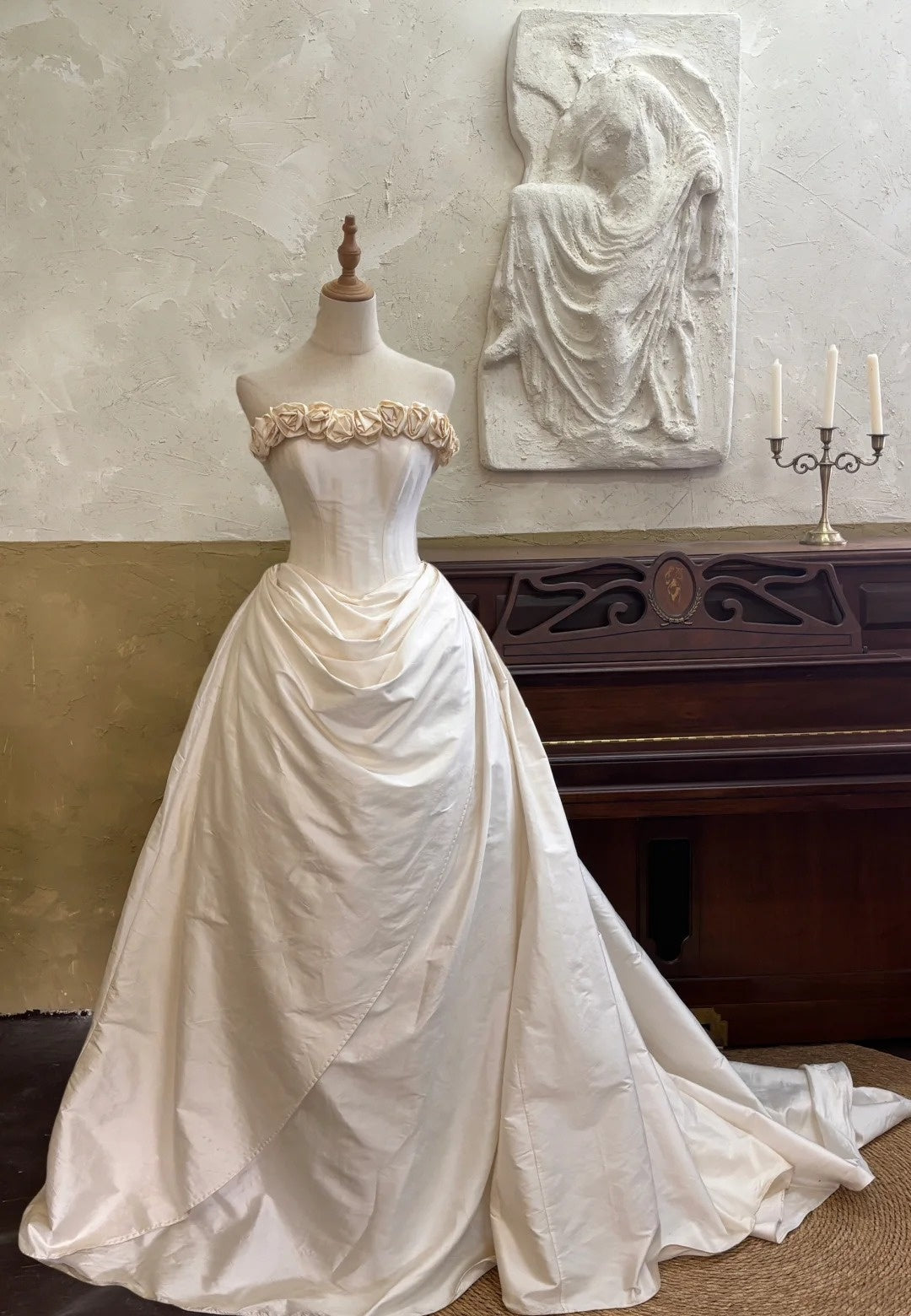 Minimalist Wedding Dress Strapless Pleated Wedding Dress  D3998