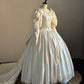 Vintage Wedding Dress Asymmetrical Neck Pleated Wedding Dress  D3999