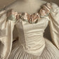 Retro Wedding Dress Crew Neck Pleated Wedding Dress  D4002