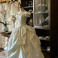 Elegant Wedding Dress Crew Neck Pleated Wedding Dress  D4004