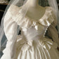 Retro Wedding Dress Crew Neck Pleated Wedding Dress   D4005