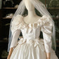 Retro Wedding Dress Crew Neck Pleated Wedding Dress   D4005