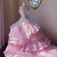 Sweet Prom Dress Strapless Pleated Tiered Evening Dress Quinceanera Dress Ball Gown    D4006
