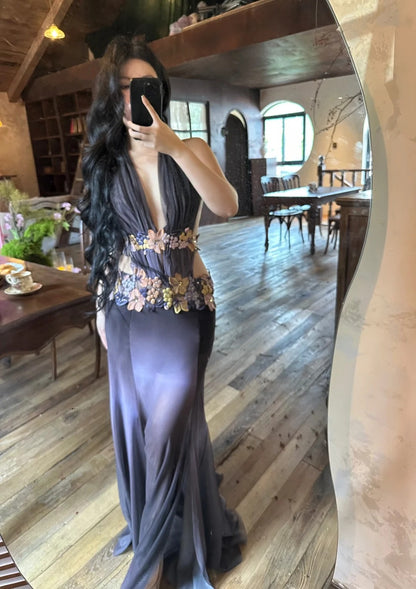 Elegant Prom Dress Halter Pleated Evening Dress Birthday Party Dress Gala Dress  D4008