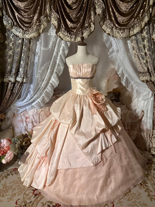 Pretty Prom Dress Strapless Pleated Evening Dress Sweet 16 Dress Ball Gown    D4013