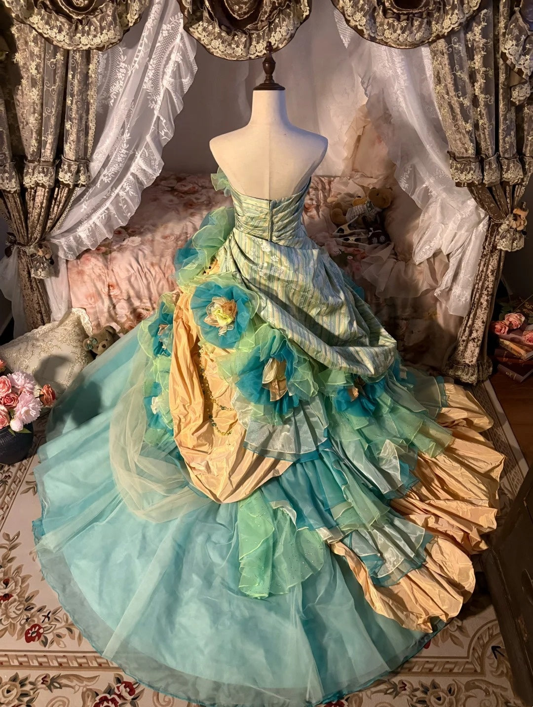 Charming Prom Dress Strapless Pleated Tulle Evening Dress Sweet 16 Dress Ball Gown    D4016