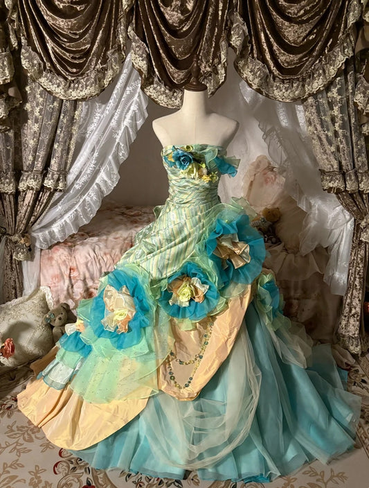 Charming Prom Dress Strapless Pleated Tulle Evening Dress Sweet 16 Dress Ball Gown    D4016