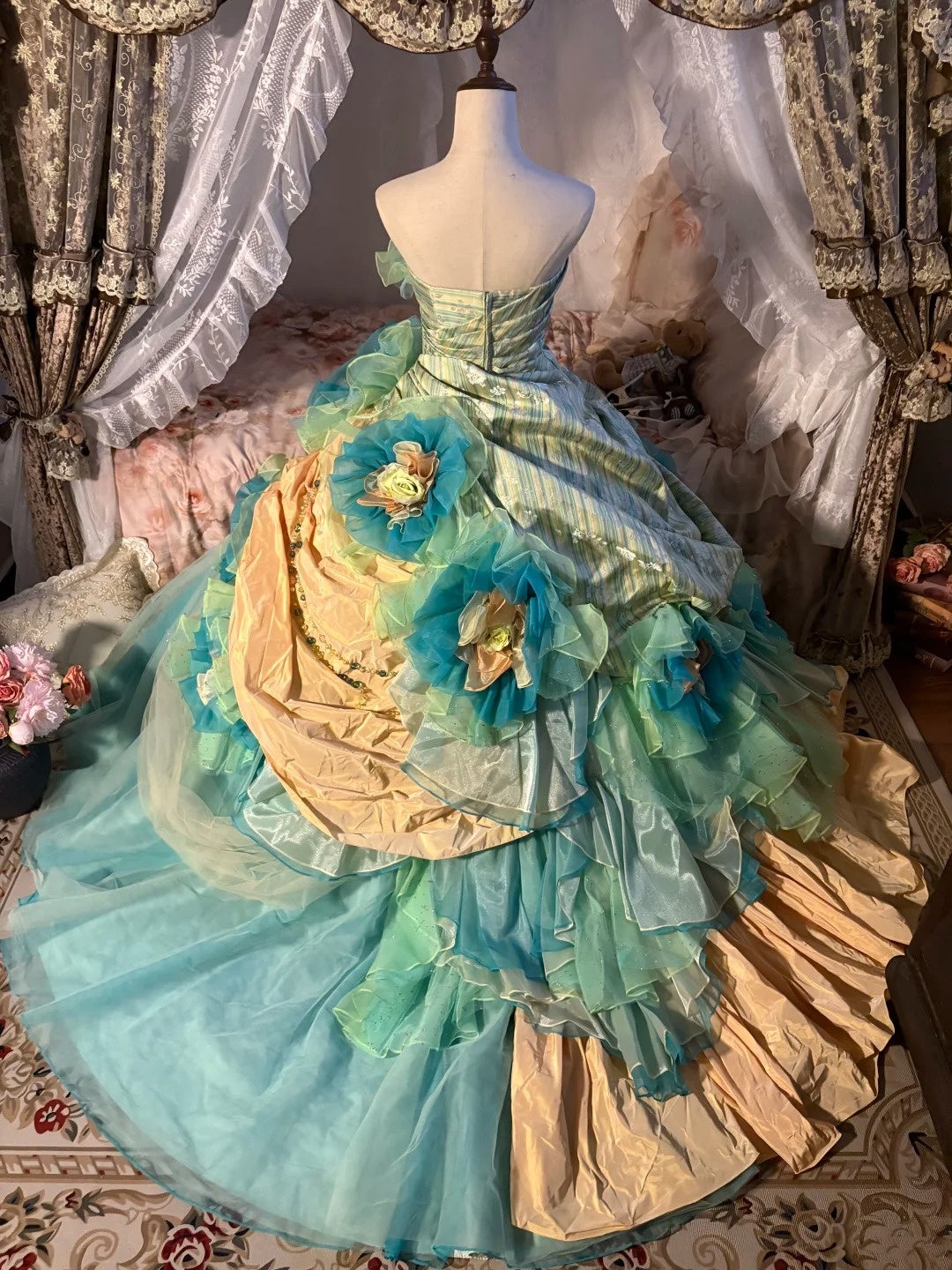 Charming Prom Dress Strapless Pleated Tulle Evening Dress Sweet 16 Dress Ball Gown    D4016