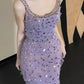 Shiny Prom Dress Spaghetti Straps Pleated Evening Dress Birthday Party Dress Gala Dress  D4022