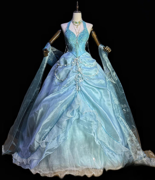 Gorgeous Prom Dress Halter Pleated Evening Dress Birthday Party Outfits Ball Gown    D4023