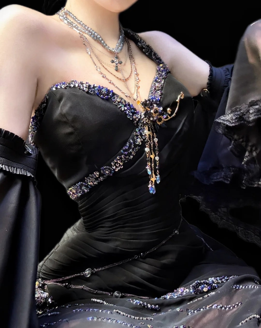 Sexy Prom Dress Black One Shoulder Pleated Evening Dress Birthday Party Dress Cocktail Dress  D4024