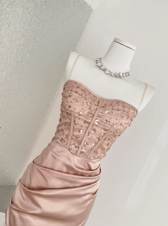 Robe longue fendue à bretelles spaghetti pour femme, tenue d'anniversaire, tenue de soirée, bord de mer, D3241