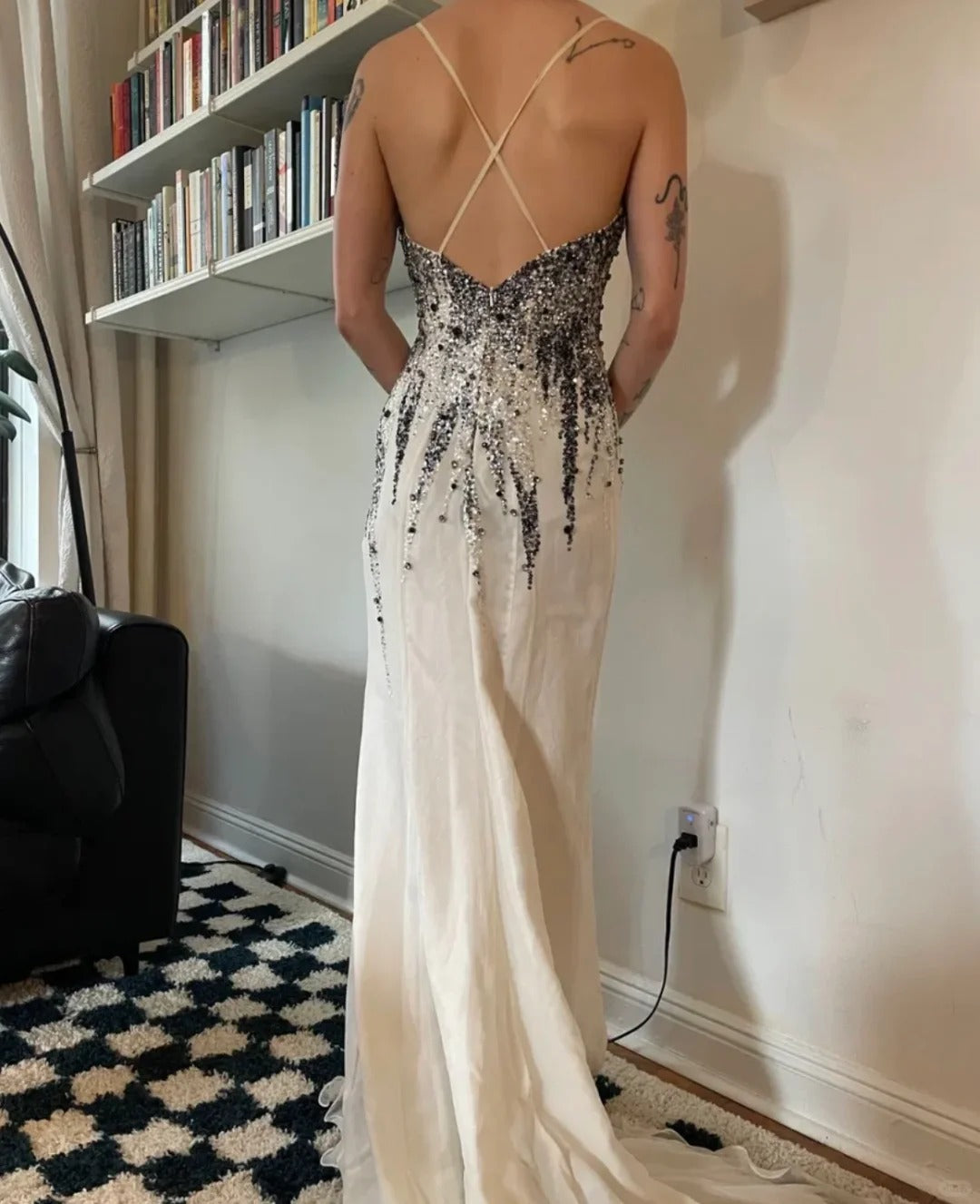 Gorgeous Prom Dress Spaghetti Straps Backless Slit Evening Dress Cocktail Dress Birthday Party Outfits   D4031