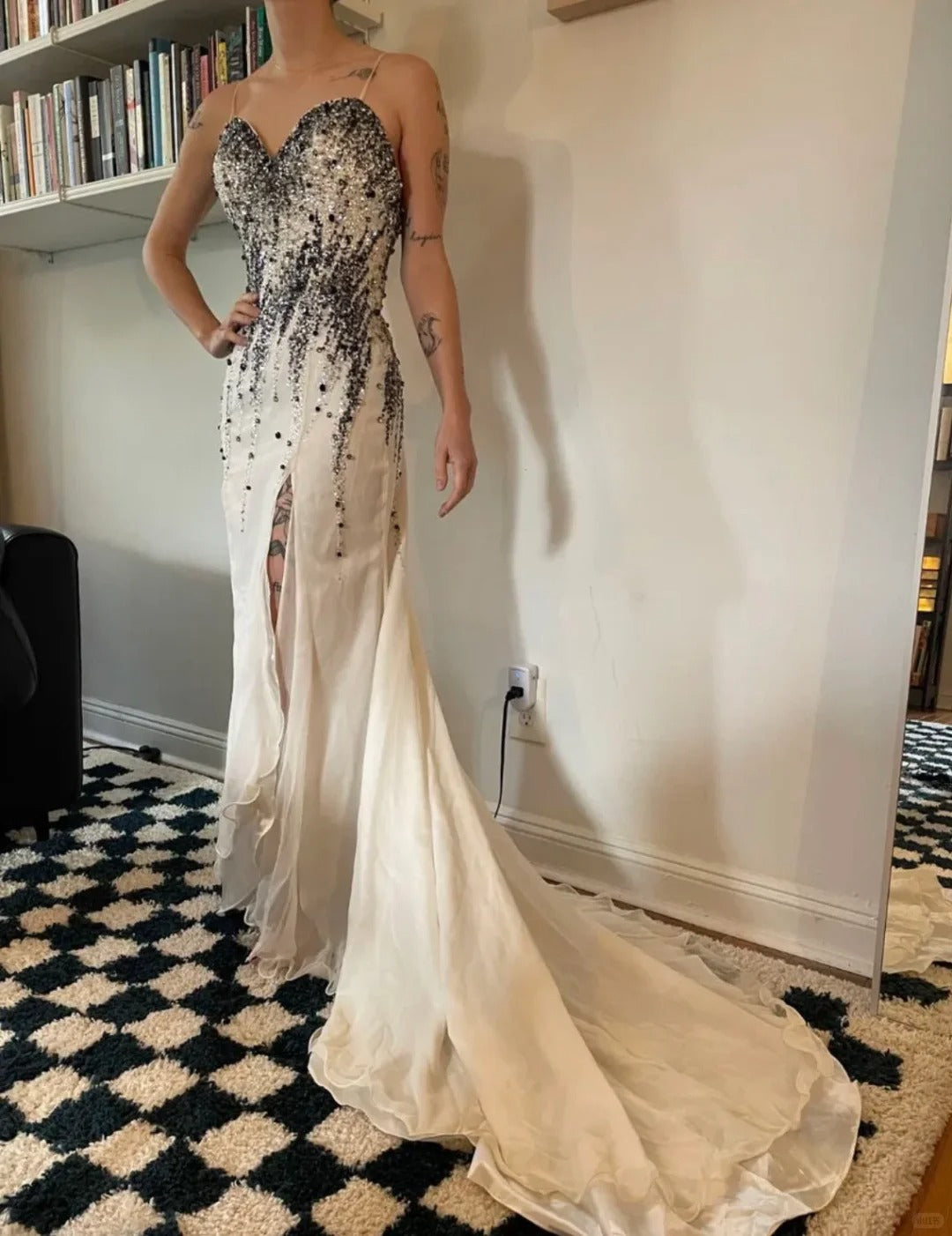 Gorgeous Prom Dress Spaghetti Straps Backless Slit Evening Dress Cocktail Dress Birthday Party Outfits   D4031