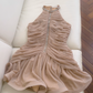 Elegant Homecoming Dress Crew Neck Pleated Short Prom Dress Cocktail Dress Birthday Party Dress   D4036