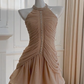 Elegant Homecoming Dress Crew Neck Pleated Short Prom Dress Cocktail Dress Birthday Party Dress   D4036