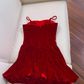 Beauty Homecoming Dress Red Spaghetti Straps Pleated Short Prom Dress Cocktail Dress Birthday Party Dress   D4037