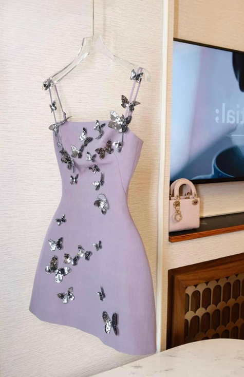 Stunning Homecoming Dress Spaghetti Straps Butterfly Short Prom Dress Cocktail Dress Birthday Party Dress   D4041