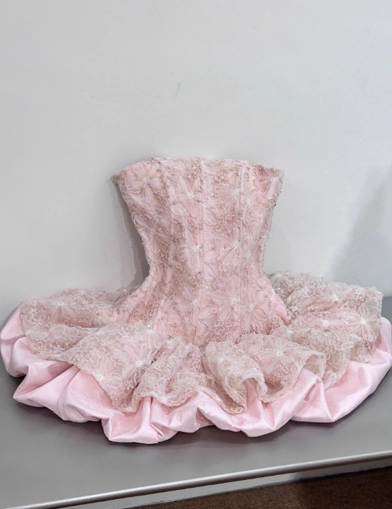 New Arrival Homecoming Dress Strapless Pleated Short Prom Dress Cocktail Dress Birthday Party Dress  D4043