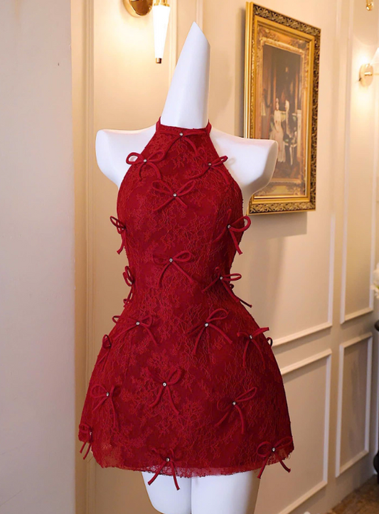 New Design Homecoming Dress A Line Halter Short Prom Dress Cocktail Dress Birthday Party Dress D4045