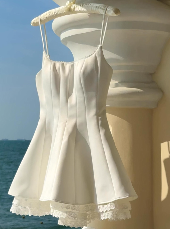 Minimalist Homecoming Dress A Line Spaghetti Straps Short Prom Dress Cocktail Dress Birthday Party Dress  D4046