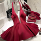 Beauty Homecoming Dress Wine Red Halter Short Prom Dress Cocktail Dress Birthday Party Outfits  D4048