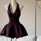 Shiny Homecoming Dress V-neck Short Prom Dress Cocktail Dress Birthday Party Outfits  D4051