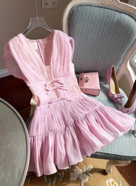 Robe de soirée courte plissée à bretelles spaghetti, tenue de soirée d'anniversaire, robe de cocktail D3339