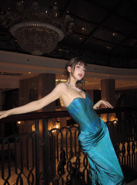 Robe de bal brillante à paillettes et col en cœur, robe de soirée sirène, robe de gala, robe de fête d'anniversaire, D3415