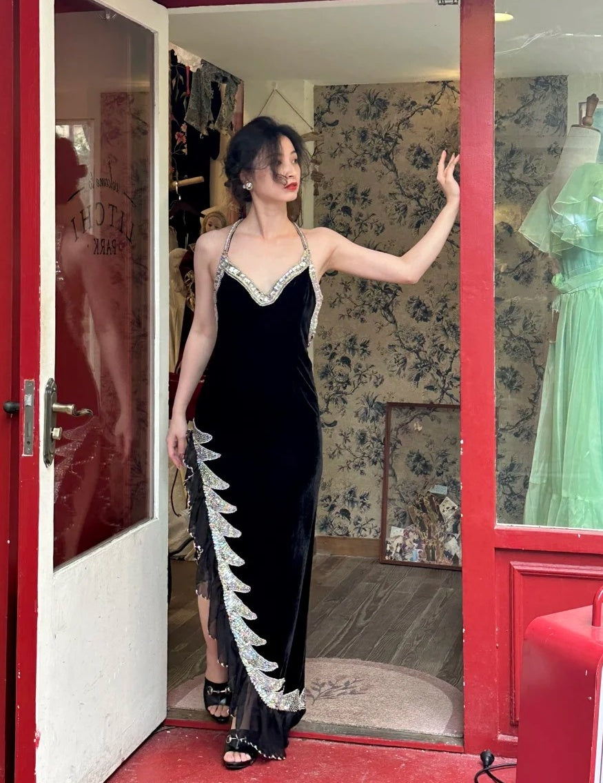 Robe de bal brillante à paillettes et col en cœur, robe de soirée sirène, robe de gala, robe de fête d'anniversaire, D3415
