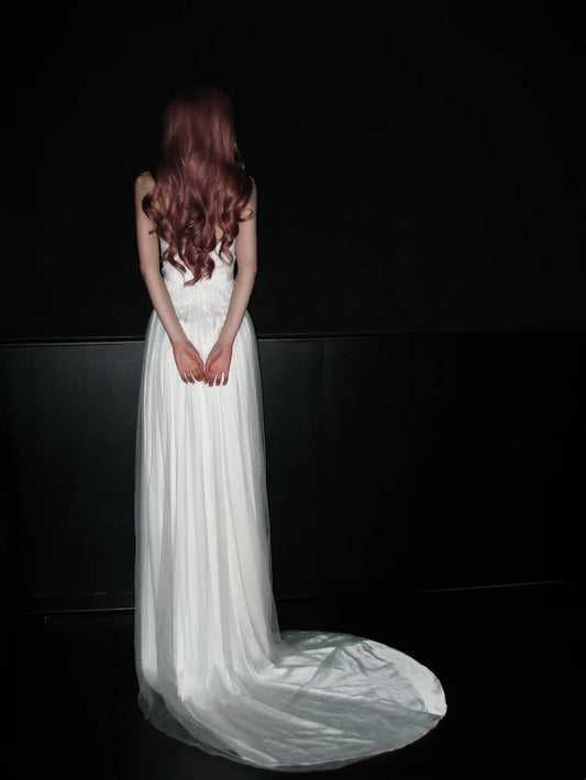 Robe de mariée beauté A-Line, décolleté en cœur, plissée, D3302