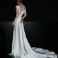 Minimalist Wedding Dress Crew Neck Pleated Wedding Dress    D4078