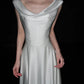 Minimalist Wedding Dress Crew Neck Pleated Wedding Dress    D4078