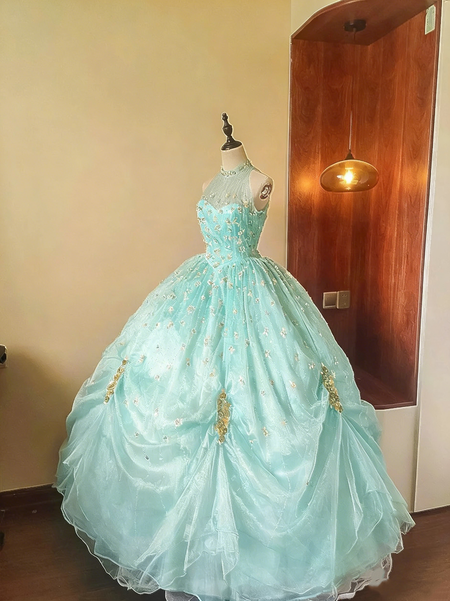 Sweet Prom Dress Crew Neck Tulle Pleated Ball Gown Evening Dress Sweet 16 Dress Birthday Party Outfits   D4085