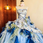 Beauty Prom Dress Strapless Ruffle Ball Gown Evening Dress Quinceanera Dress Birthday Party Outfits   D4086