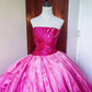 Stunning Prom Dress Strapless Pleated Ball Gown Evening Dress Quinceanera Dress Birthday Party Outfits   D4088